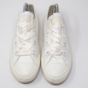Converse Womens All Star Big Eyelets White Silk Bow Sneakers 560659C Size 8